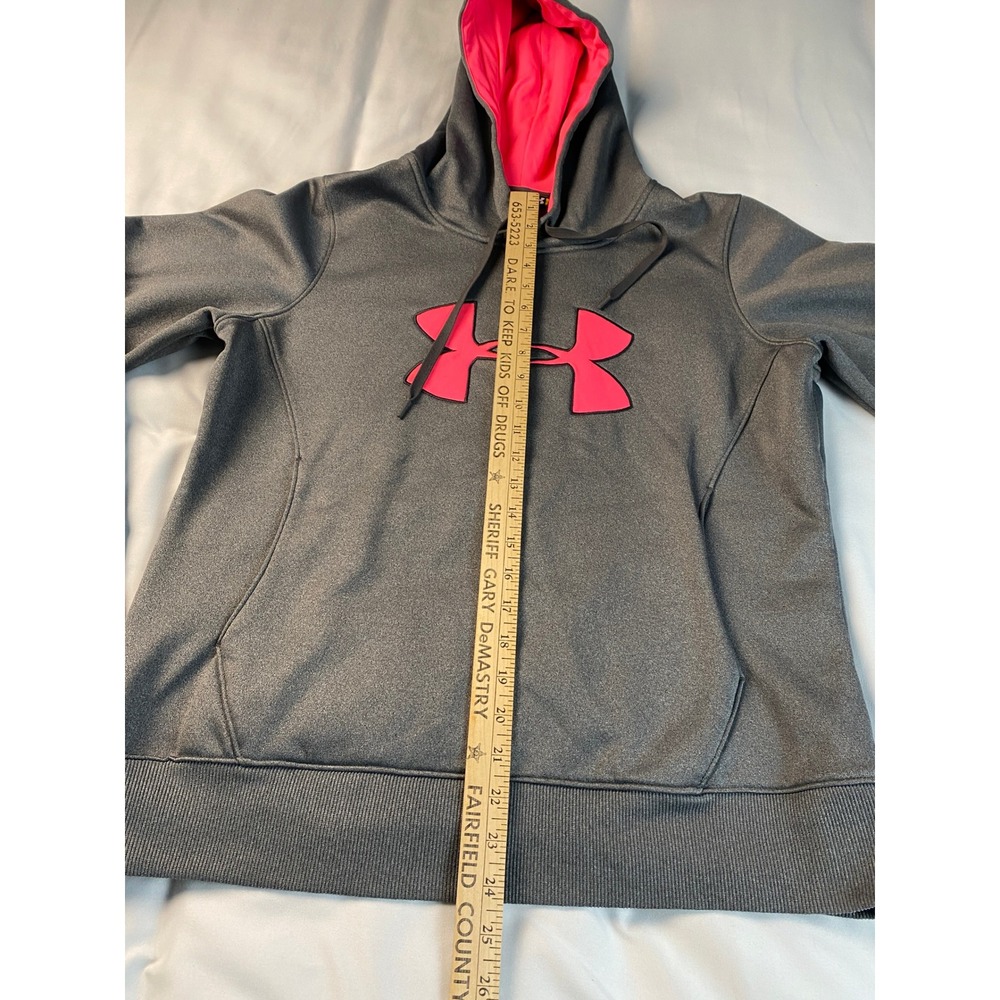 Under Armour Hoodie Women Large Gray Pink Excellent Storm Fleece Pullover - Picture 6 of 10
